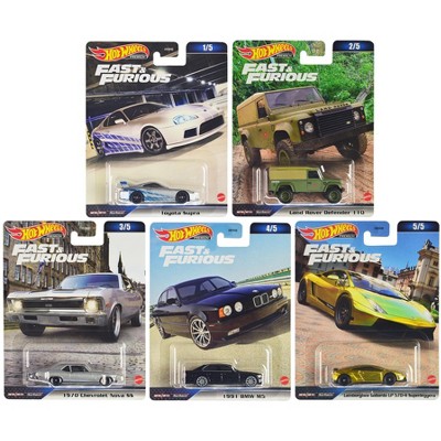 Hot Wheels Fast & Furious Diecast Car Vehicle Playset (5 Pieces) 