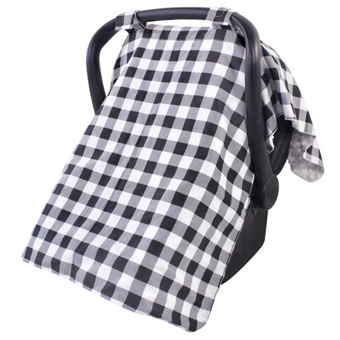 One Size Hudson Baby Unisex Baby Reversible Car Seat and Stroller Canopy Black Plaid