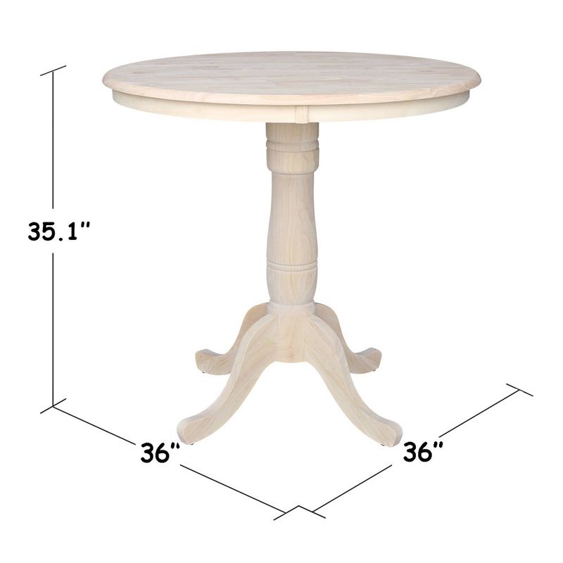 36" Round Top Pedestal Table Unfinished - International Concepts, 5 of 9