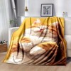 Lomsoe Cute Orange Cat Print Flannel Blanket - All Seasons Soft and Warm Throw Blanket for Bed, Napping, Camping, Travel, Office - 2 of 4