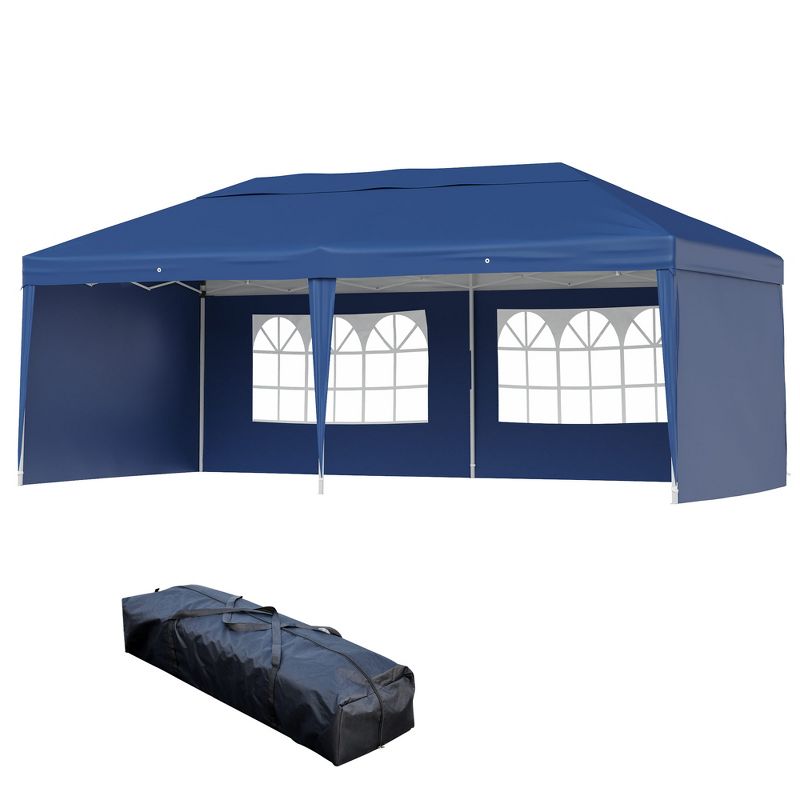 Outsunny 10' x 20' Heavy Duty Pop Up Canopy Party Tent with 4 Removable Sidewalls, Outdoor Cabana Gazebo with Carry Bag, Weather Protection, 5 of 12