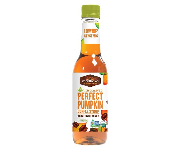 Madhava Organic Perfect Pumpkin Flavor Agave Sweetened Coffee Syrup 9.9 oz