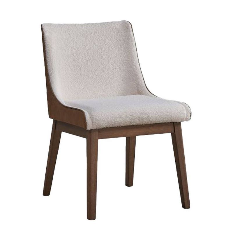 21.26&#34; Ginny Dining Chair White Boucle, Brown Velvet &#38; Walnut Finish - Acme Furniture, 6 of 8