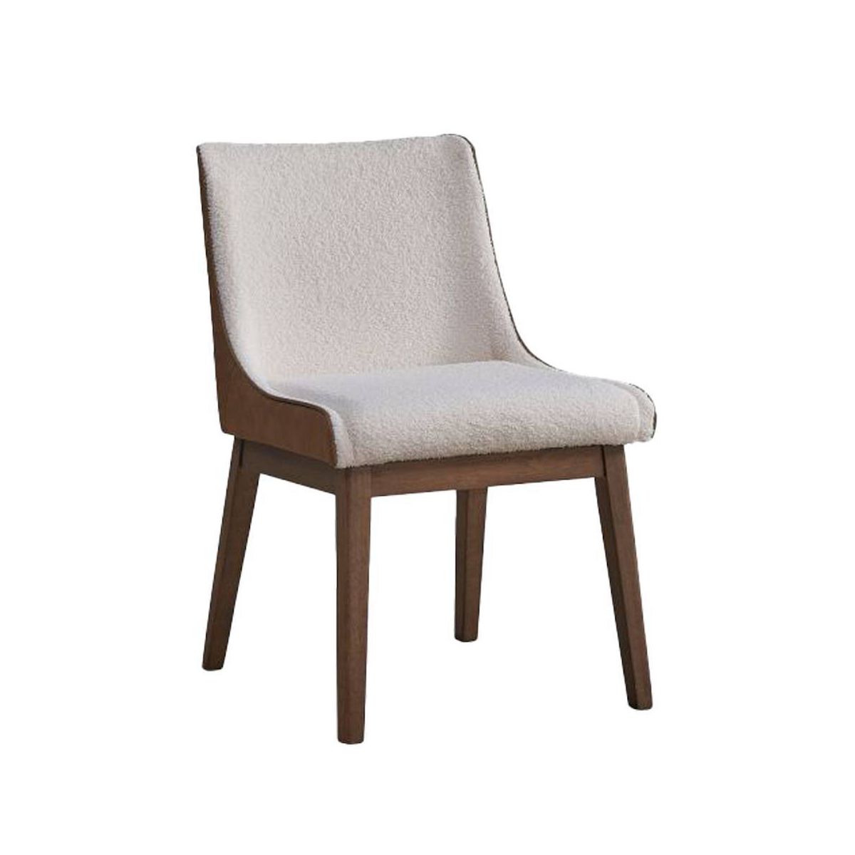 Acme Furniture 21.26" Ginny Dining Chair White Boucle, Brown Velvet & Walnut Finish : Transitional Style, Spot Clean - thumbnail 5