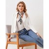 Women's Open Front Button Blazer Lapel Neck Long Sleeve Business Casual Cropped Jacket Blazer - 4 of 4