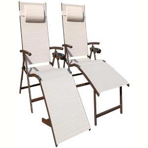 23.63 "Aluminum Outdoor Folding Reclining Adjustable Patio Chaise Lounge Chair - 1 of 4