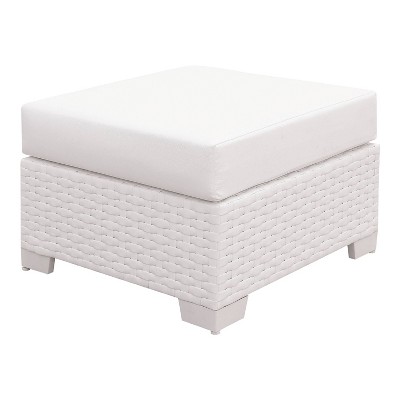 Florent Outdoor Small Square Ottoman - White - miBasics