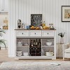 KTMBDW Farmhouse Sideboard Buffet Cabinet with 3 Drawer, Coffee Bar Storage with 2 Sliding Barn Doors and Shelf for Dining Room, Living Room, White - 4 of 4