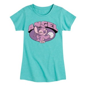 Girls' - Lilo and Stitch - Angel Varsity Volley Ball Fitted Short Sleeve Graphic T-Shirt - 1 of 4