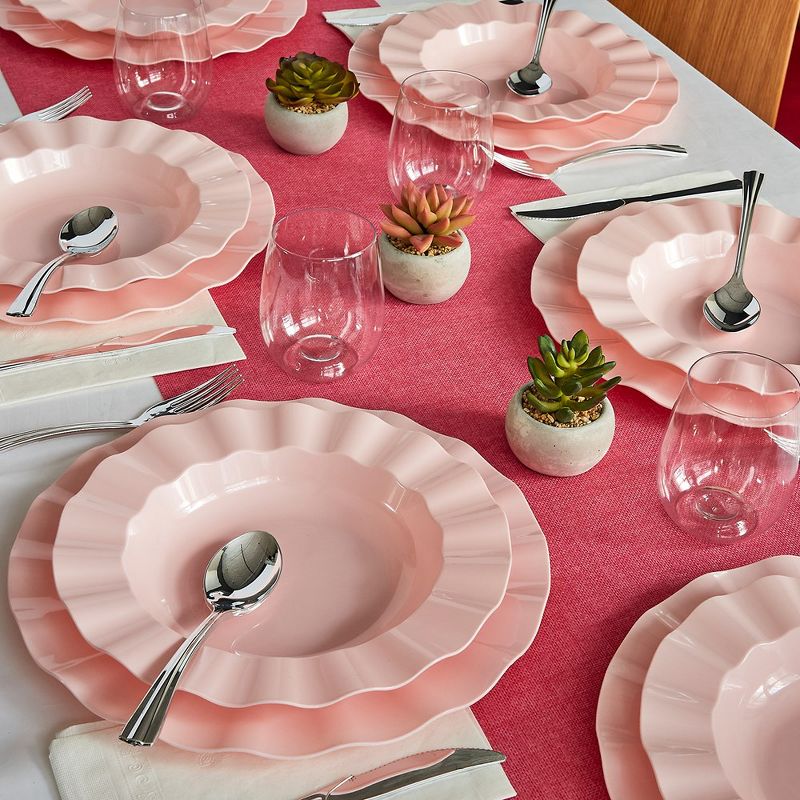 Silver Spoons Elegant Disposable Plastic Plates for Party, Heavy Duty Pink Disposable Plate Set, (10 PC) - Veil	, 2 of 4