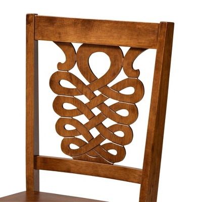 Walnut Brown Low Wood and Cane Arm Chair