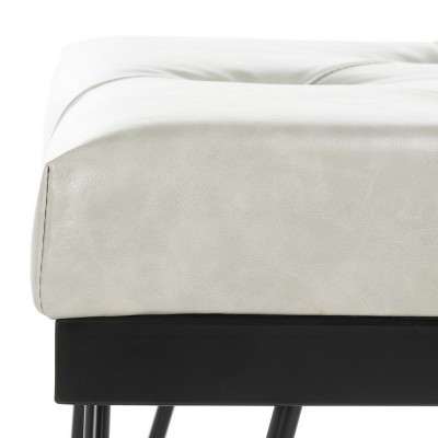 Marcella Gray and Black Tufted Bench with Hairpin Legs