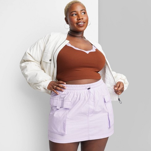 Women's Parachute Cargo Mini Skirt - Wild Fable™ Light Violet Xxl