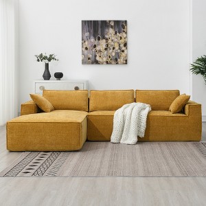 VASIP Minimalist L-Shaped Sectional Sofa Set, 2-Piece Chenille Couch, Wrinkle-Resistant, 111.5*72" No Assembly, Dark Blue - 1 of 4