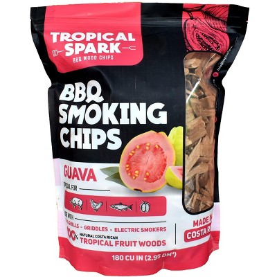 Tropical Spark Wood Chips  Perfect for BBQ, Smoking, Grilling, Bake, Roast, Braise  Premium 100% All-Natural  Guava  180 cu in Bag