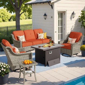 XIZZI OUTDOOR SWIVEL ROCKER SETS: 3-PC Rocker + Modular Sofa & Fire Pit Options - All-Weather Fabric, 8 Color Choices for Patio, Garden, Poolside - 1 of 4