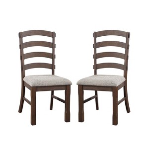 Simple Relax Set of 2 Upholstered Side Chairs in Rustic Brown and Gray - 1 of 4