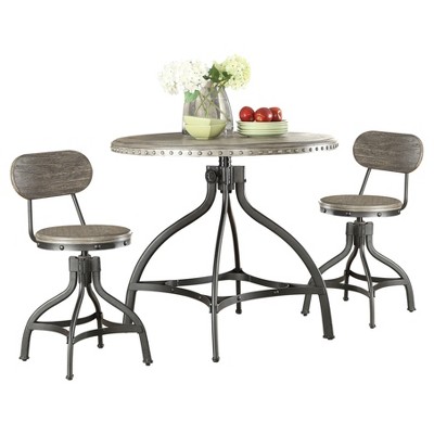 Dining Table Set Oak Metal - Acme Furniture