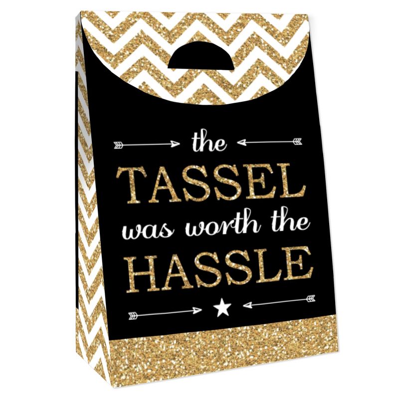 Big Dot of Happiness Tassel Worth The Hassle - Gold - Graduation Gift Favor Bags - Party Goodie Boxes - Set of 12, 4 of 10
