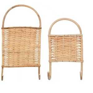 Storied Home Woven Rattan Wall Hooks, Set of 2 - 1 of 4