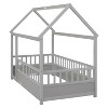 Sapphtopaz Wooden House Bed Frame for Kids with Roof & Fence Floor Platform Bed with Sturdy Frame for Kids Bedroom,Playroom,Nursery - 3 of 4