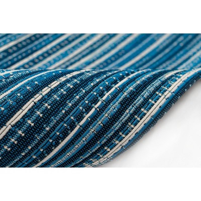 Marina Stripes China Blue 2'7" x 4'3" Synthetic Indoor/Outdoor Rug