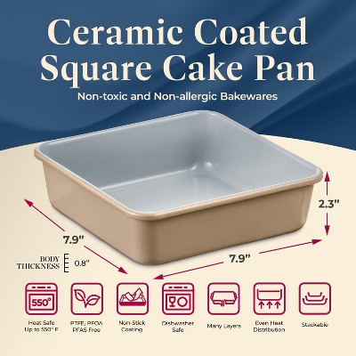 Square Aluminized Steel Cake Pan with Ceramic Non-Stick Coating