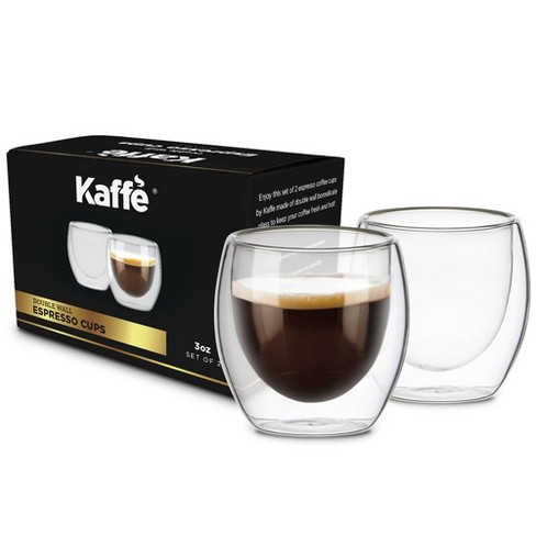 Espresso Cups Shot Glass Coffee 6.8 oz Set of 2 - Double Wall