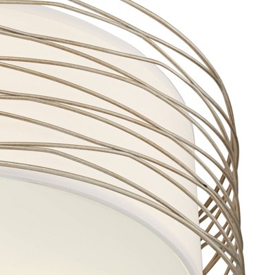 Modern Silver Glass Drum Flush Mount Ceiling Light