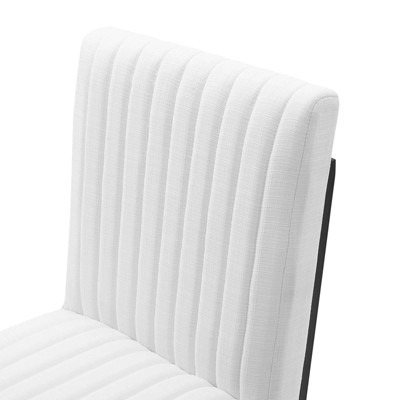 White Upholstered Channel Tufted Side Chair with Metal Legs