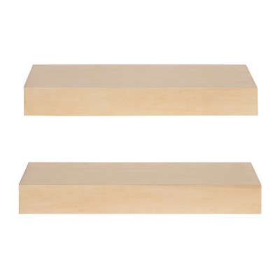 Natural Wood Floating Shelves Set of 2, 18 x 8