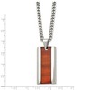 Black Bow Jewelry Men's Stainless Steel & Red Koa Wood Inlay Enameled Necklace, 20 Inch - 3 of 4