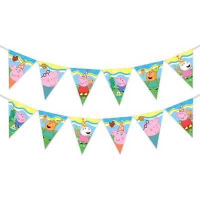 Treasures Gifted Peppa Pig Pennant Banner - Peppa Pig Party Supplies - 2 Pack
