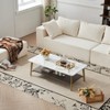 TiramisuBest White Ceramic Coffee Table with Coffee Gray MDF Shelf, Double-Layer Modern Living Room Table - 2 of 4