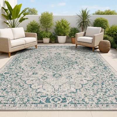 Rozetta Boho Medallion Textured Weave Indoor/Outdoor Area Rug  - JONATHAN Y