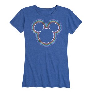 Women's - Disney - Rainbow Outline Mickey Silhouette Short Sleeve Graphic T-Shirt - 1 of 4