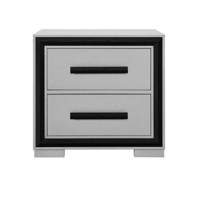 HomeRoots 25" Gray and Black Two Drawer Wood Nightstand