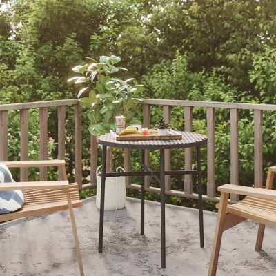 vidaXL Tea Table Black PE rattan, powder-coated steel, PP board Medium