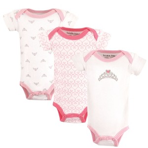 Luvable Friends Baby Girl Cotton Preemie Bodysuits 3pk, Tiara, Preemie - 1 of 1