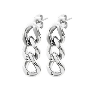 Cuban Chain Link Dangle Chunky Earrings for Women Gold or Silver Stainless Steel - 1 of 4