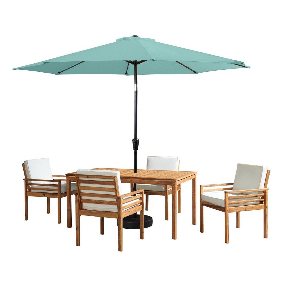 Photos - Dining Table Alaterre Furniture 6pc Outdoor Patio Dining Set, Okemo Table with 10' Auto Tilt Umbrella Dusty Green