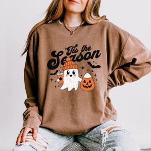 Tis The Season Ghost Retro - Womens Lightweight Garment Dyed Sweatshirt - 1 of 3
