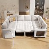 Dyonery 8 Seat U-Shaped Modular Sectional Sleeper Sofa with Pull Out Bed/Reclining Backrest/USB Ports/LED Light Tool-Free Assembly,Chenille Beige - 2 of 4