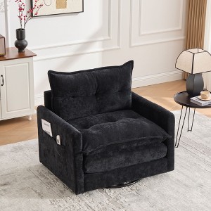 CAVINAS Swivel Accent Chair Comfy Single Sofa Chair Thick Padded Barrel Chair with Metal Base for Living Room, Bedroom - 1 of 4