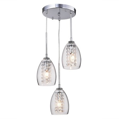 Sophisticated Wine Cup Chrome Pendant with Crystal Accents