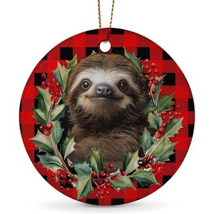 Lomsoe Sloth Ornaments for Christmas Tree Ceramic Christmas Ornaments Red Christmas Tree Hanging Decor Christmas Gift Christmas Decor - 1 of 4