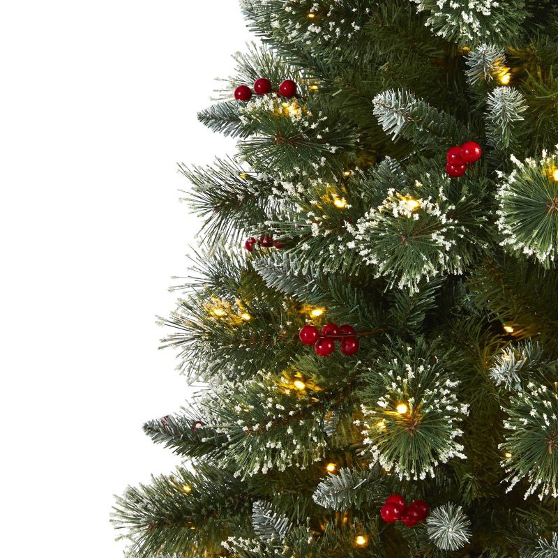 6ft Nearly Natural Pre-Lit LED Frosted Swiss Pine Artificial Christmas Tree Clear Lights, 4 of 10