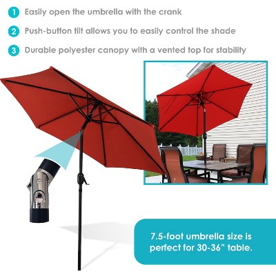 Burnt Orange 7.5' Aluminum Patio Umbrella with Tilt and Crank