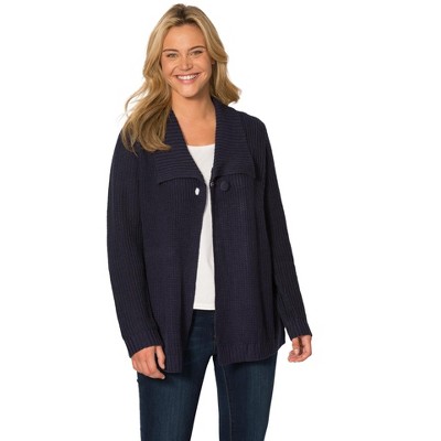 Woman Within Plus Size Shawl Collar Shaker Sweater