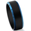 Pompeii3 Men's Brushed Black Tungsten Ring Blue Polished Beveled Edge 8mm Wedding Band - 3 of 4